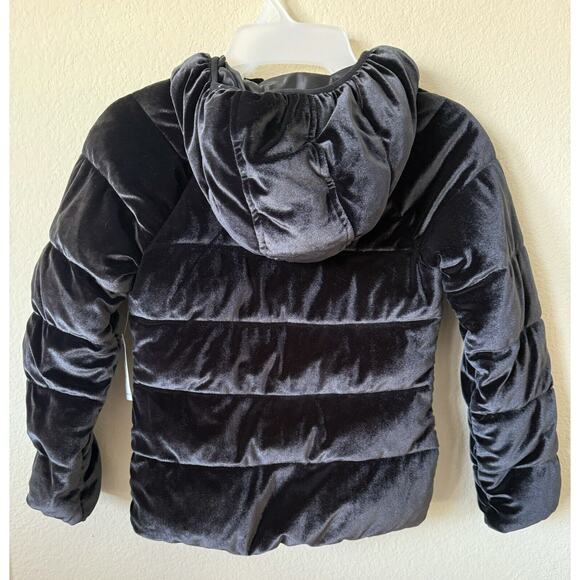 Old Navy Black Velvet Lined Hooded Full Zip Up Girls’ Puffer Jacket Size M 8 - Picture 6 of 6